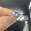 3ct Round Cut White Sapphire Paved Engagement Ring