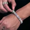 55ctw 9MM Round Cut White Sapphire Statement Bracelet