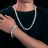 55ctw 9MM Round Cut White Sapphire Statement Bracelet