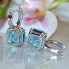 10CTW Asscher Cut Aquamarine Drop Earrings