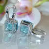 10CTW Asscher Cut Aquamarine Drop Earrings