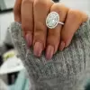 2ct Oval Cut White Sapphire Halo Engagement Ring