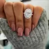 2ct Oval Cut White Sapphire Halo Engagement Ring