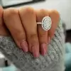 2ct Oval Cut White Sapphire Halo Engagement Ring