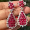 22ctw Ruby and White Sapphire Statement Drop Earrings