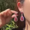 22ctw Ruby and White Sapphire Statement Drop Earrings