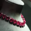 Oval Cut Ruby Choker Necklace in Sterling Silver