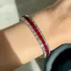 32ctw Emerald Cut Ruby Three-row Bracelet