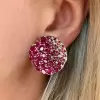 Multicolor Sapphire Paved Curved Disc Bold Stud Earrings