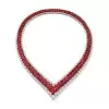 65ctw White Sapphire and Oval Cut Ruby Two-row V Necklace
