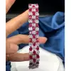 36ctw White Sapphire and Three Row Ruby Bracelet