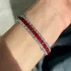 32ctw Emerald Cut Ruby Three-row Bracelet