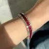 32ctw Emerald Cut Ruby Three-row Bracelet