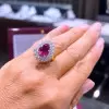 3ct Pear Cut Ruby European Shank Vintage Halo Cocktail Ring