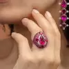 5.8ct Oval Cut Ruby Allover Paved Vintage Cocktail Ring