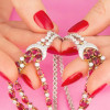 30ctw Pear Cut Three Row Ruby Necklace