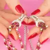30ctw Pear Cut Three Row Ruby Necklace