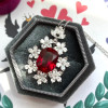 Vintage 12ct Cushion Cut Ruby Flower Necklace