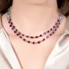52ctw Oval Cut Ruby Art-deco Two Row Statement Necklace