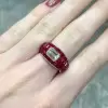 11.75ctw Emerald Cut Invisible Setting Ruby Ring