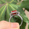 4ct Asscher Cut Ruby Three Stone Engagement Ring