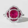 3ct Cushion Cut Ruby Rose Engagement Ring