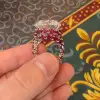 13ct Round Cut White Sapphire Ruby Engagement Ring