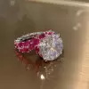 13ct Round Cut White Sapphire Ruby Engagement Ring