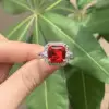 4ct Asscher Cut Ruby Three Stone Engagement Ring