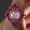 4ct Cushion Cut Pink Sapphire Ruby Halo Vintage Cocktail Ring