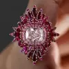 4ct Cushion Cut Pink Sapphire Ruby Halo Vintage Cocktail Ring