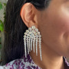 22ctw Round Cut Fringe Chandelier Earrings
