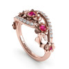 Round Cut Ruby Flower Cocktail Ring