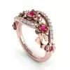 Round Cut Ruby Flower Cocktail Ring