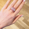 11ct Cushion Cut Pink Sapphire Three Stone Engagement Ring