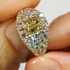 2ct Radiant Cut Yellow Sapphire Pave Engagement Ring