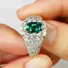 1.5ct Emerald Cut Emerald Pave Engagement Ring