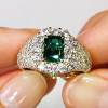 1.5ct Emerald Cut Emerald Pave Engagement Ring