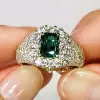 1.5ct Emerald Cut Emerald Pave Engagement Ring