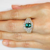 1.5ct Emerald Cut Emerald Pave Engagement Ring