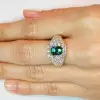 1.5ct Emerald Cut Emerald Pave Engagement Ring