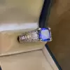 5.6ct Cushion Cut Tanzanite Blue Sapphire Engagement Ring