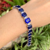 40ctw Emerald Cut Blue Sapphire Tennis Bracelet
