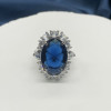 12ct Oval Cut Blue Sapphire Halo Engagement Ring