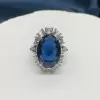 12ct Oval Cut Blue Sapphire Halo Engagement Ring