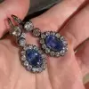 18ctw Oval Cut Sapphire Vintage Drop Earrings