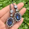 18ctw Oval Cut Sapphire Vintage Drop Earrings