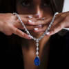 Pear Cut Blue Sapphire Pendant Necklace