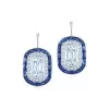 7.75ct Cushion Cut Sapphire Calibre Halo  Drop Earrings