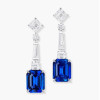 12ctw Emerald Cut Blue Sapphire Drop Earrings